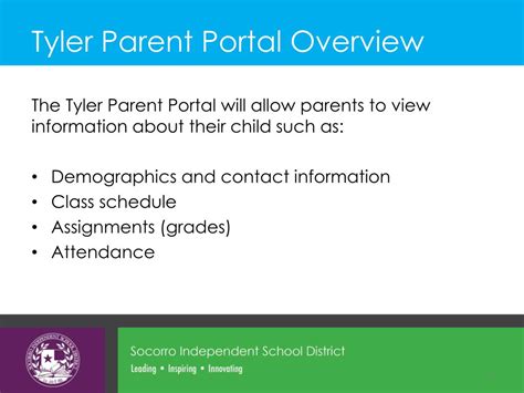 tyler s.i.s. FOR PARENTS You can view information like: Student Online Registration, Attendance, Grades, Student Schedule, Health, Notification Preferences, Send Email, Student Details and Assignments 
